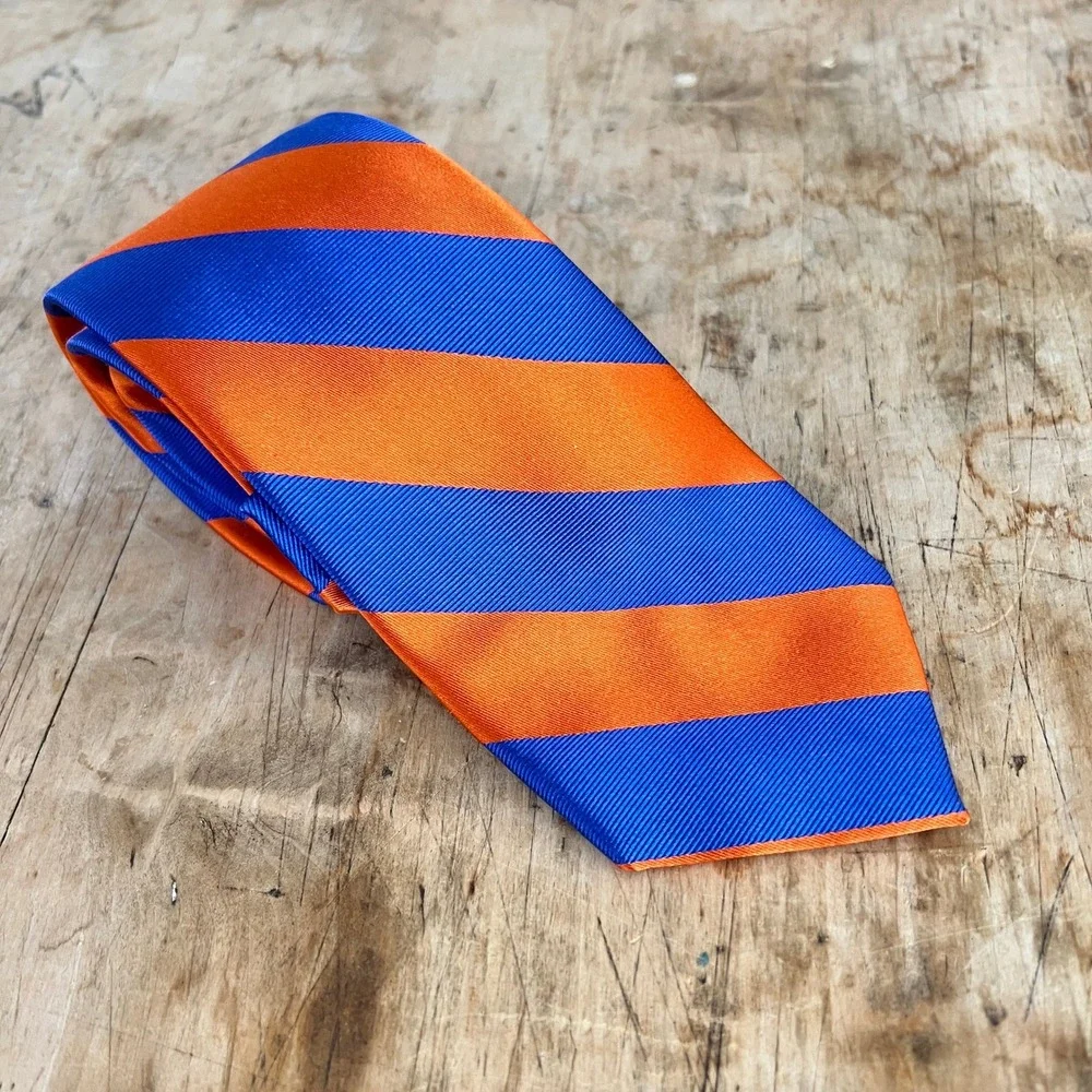 Signature Collection University of Florida Tie OS Mens Silk Striped Orange Blue